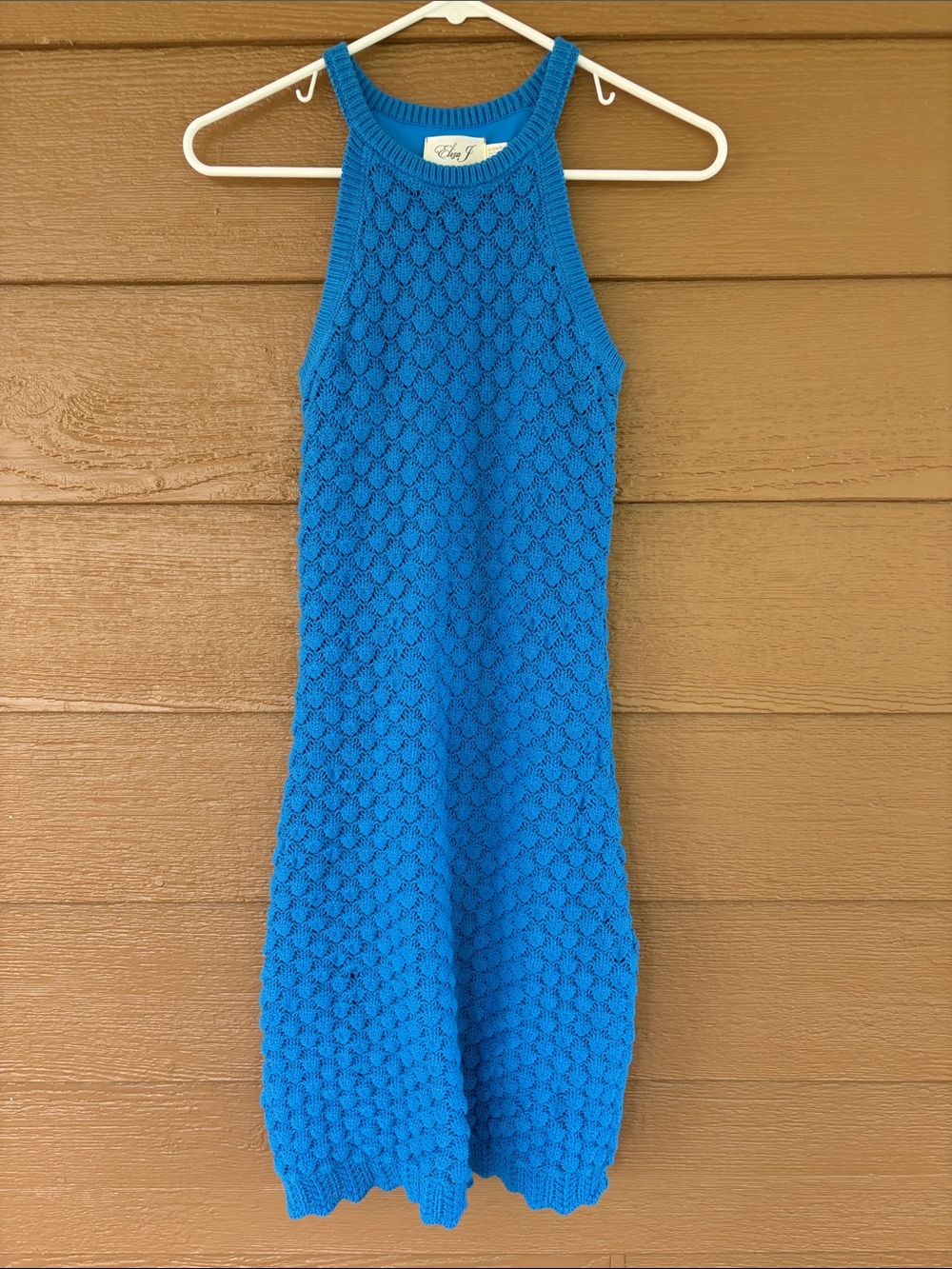 Eliza J Cobalt Blue Textured Knit Sleeveless Crew Sweater Midi Dress -Sz XS